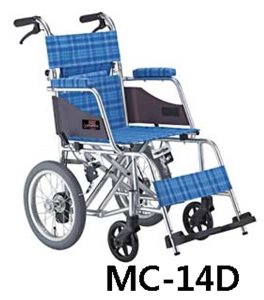 [미키코리아] 보호자형 알루미늄 휠체어 MC-14D 휴대간편 뒷바퀴지름 35.5cm 드럼브레이크 초경량 9.7Kg